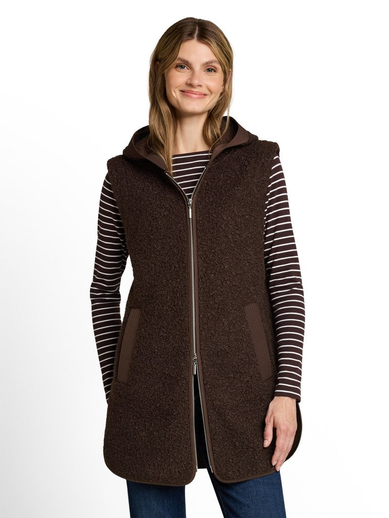 1053430 TOM TAILOR men - Longstyle Teddy Weste 13234 java dark brown