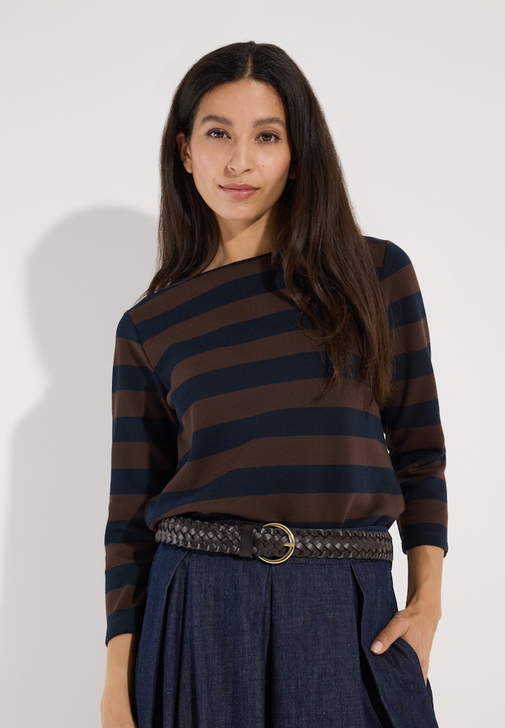 61910567 MORE&MORE - Boxy Shirt 3/4 Sleeves 2279 dark espresso melange
