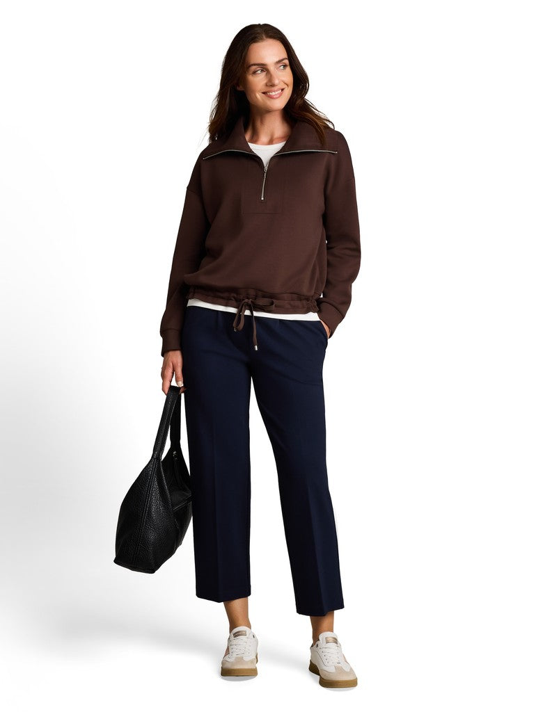 1052927 TOM TAILOR wmn - Troyer Sweatshirt aus Scuba 13234 java dark brown