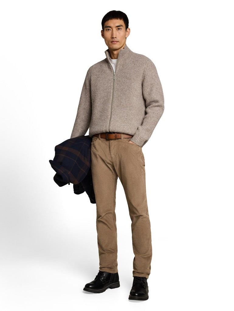 1053107 TOM TAILOR men - Strickjacke mit Wollanteil 10368 driftwood taupe melangé