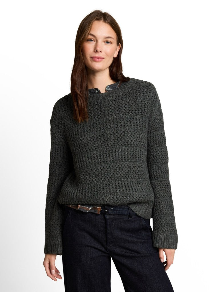 1053397 TOM TAILOR wmn - Strickpullover mit Wollanteil 40729 dark olive melange