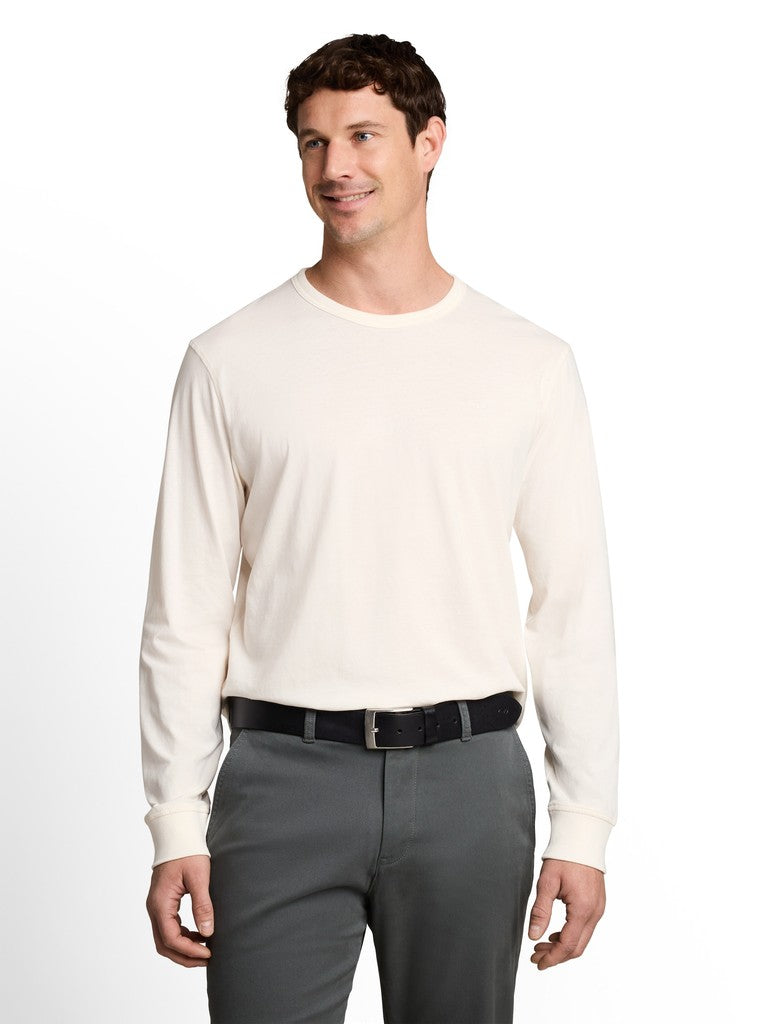 1052637 TOM TAILOR men - Basic Langarmshirt aus Baumwolle 10348 gardenia white