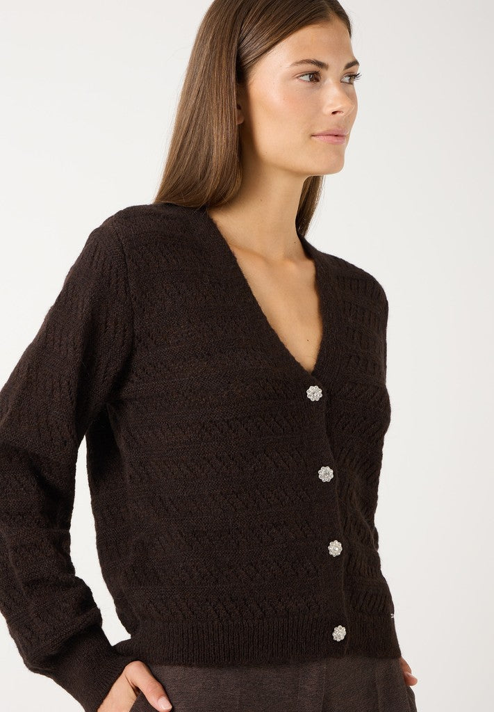 61921482 MORE&MORE - Ajour Cardigan 0279 espresso brown