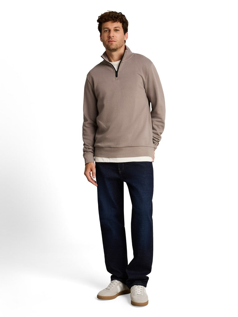 1052665 TOM TAILOR men - Troyer Sweatshirt 10359 Driftwood Taupe