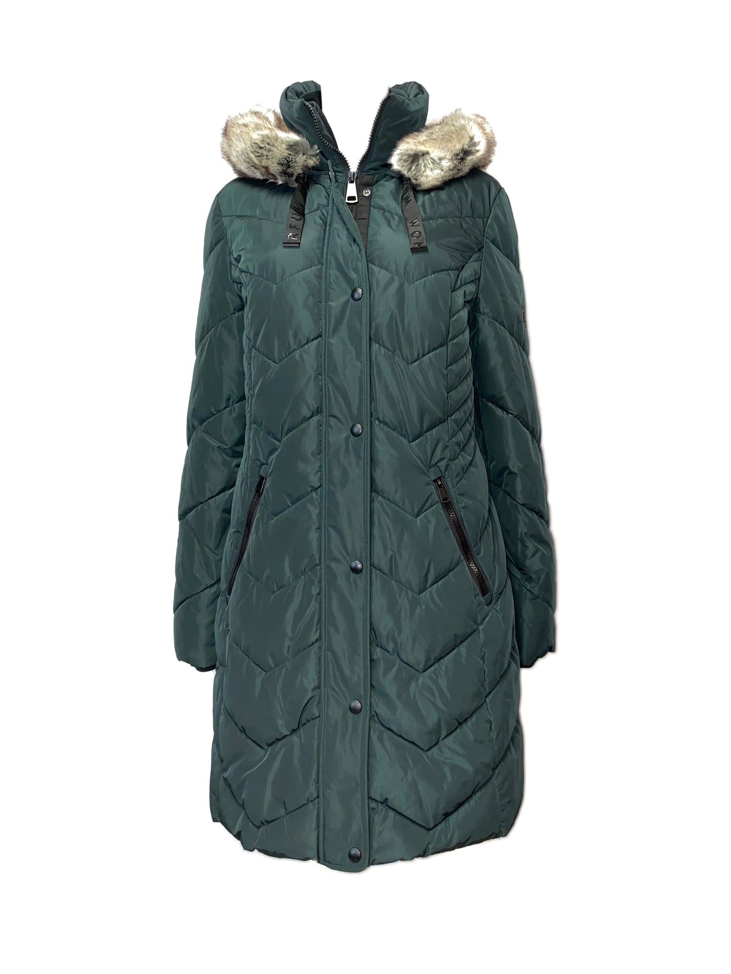 30280052 LEBEK - Mantel mit Webpelz 697 dark green