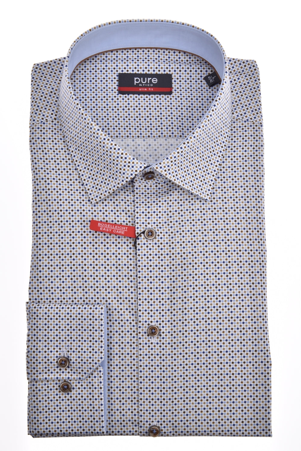 E21005-11103 PURE- City Hemd modern fit Langarm 276 mittelbraun