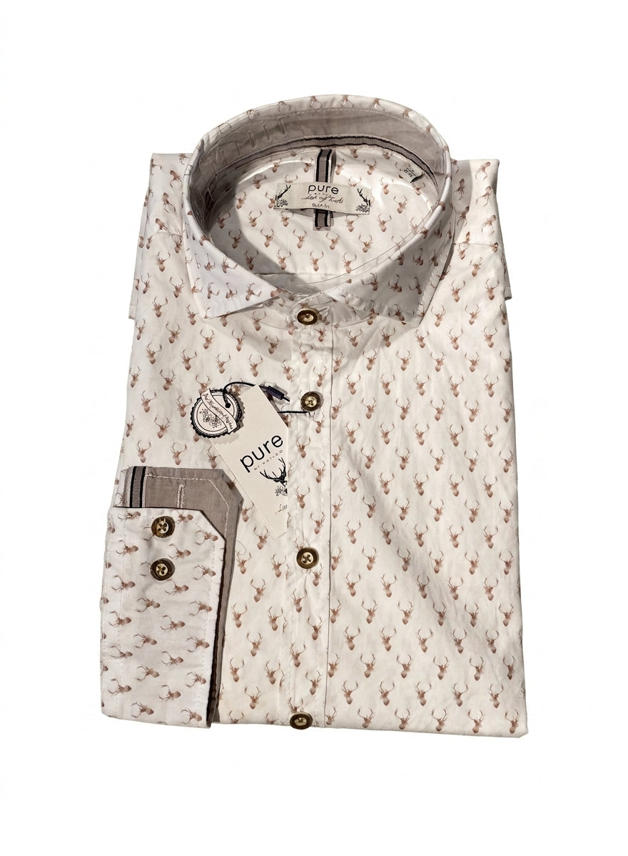 E42600-21196 HATICO - PURE Hemd slim fit 273 beige