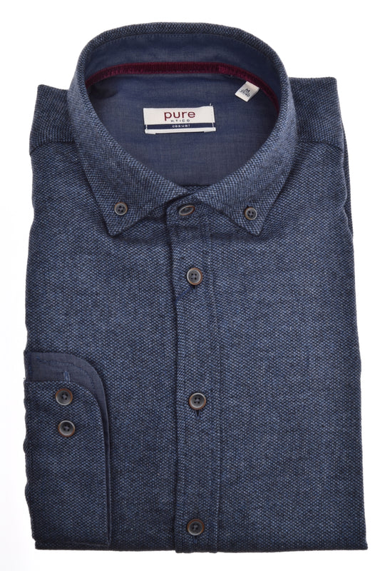 E21500-51202 PURE- Casual Hemd Langarm 110 uni mittelblau