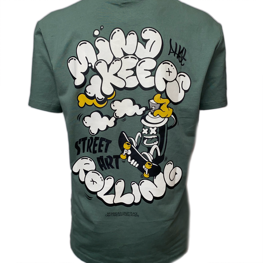 H12078M22620A - AUTHENTIC STYLE men - T-Shirt mit Backprint 12400 pineneedle green