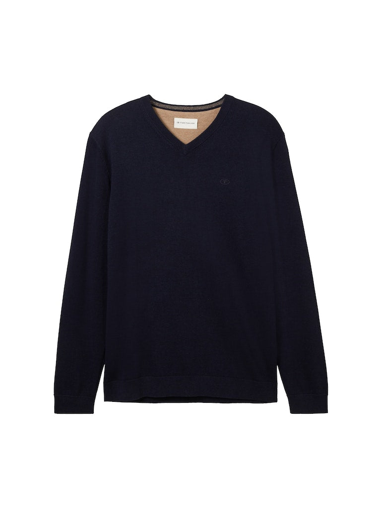 1038427 TOM TAILOR men - V-Ausschnitt Pullover 13160 navy