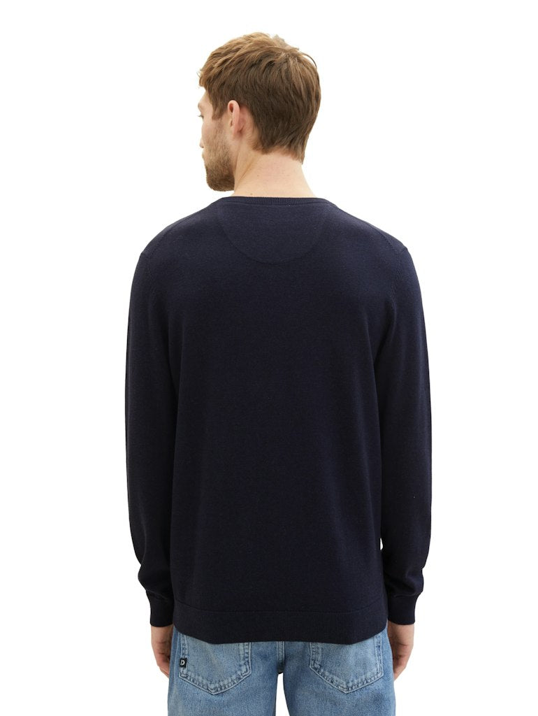 1038427 TOM TAILOR men - V-Ausschnitt Pullover 13160 navy