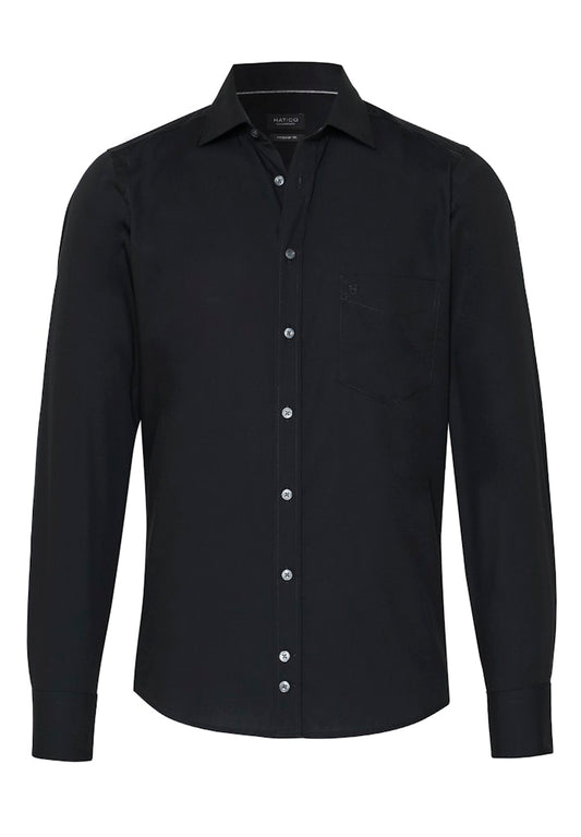 3209-250 HATICO - Essential Hemd regular fit 07 schwarz