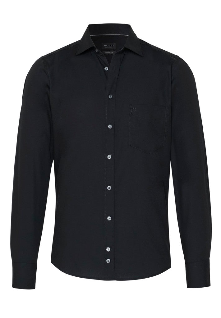 3209-250 HATICO - Essential Hemd regular fit 07 schwarz