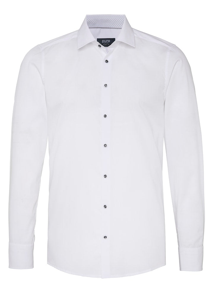 4066-11106 PURE - City Hemd modern fit Langarm 902 weiß (grau)