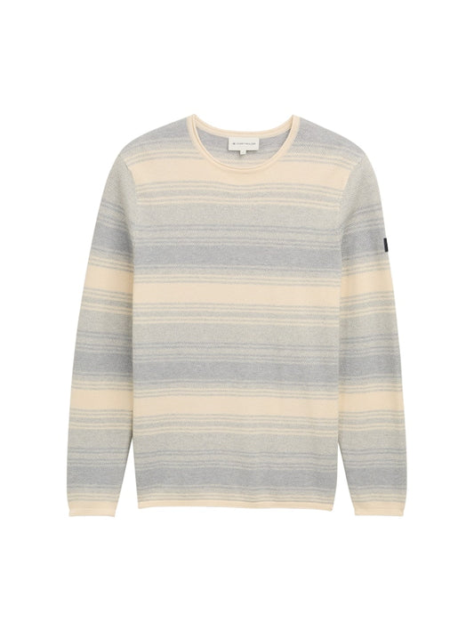 1048259 TOM TAILOR men - Gestreifter Pullover mit gerollten Saumkanten