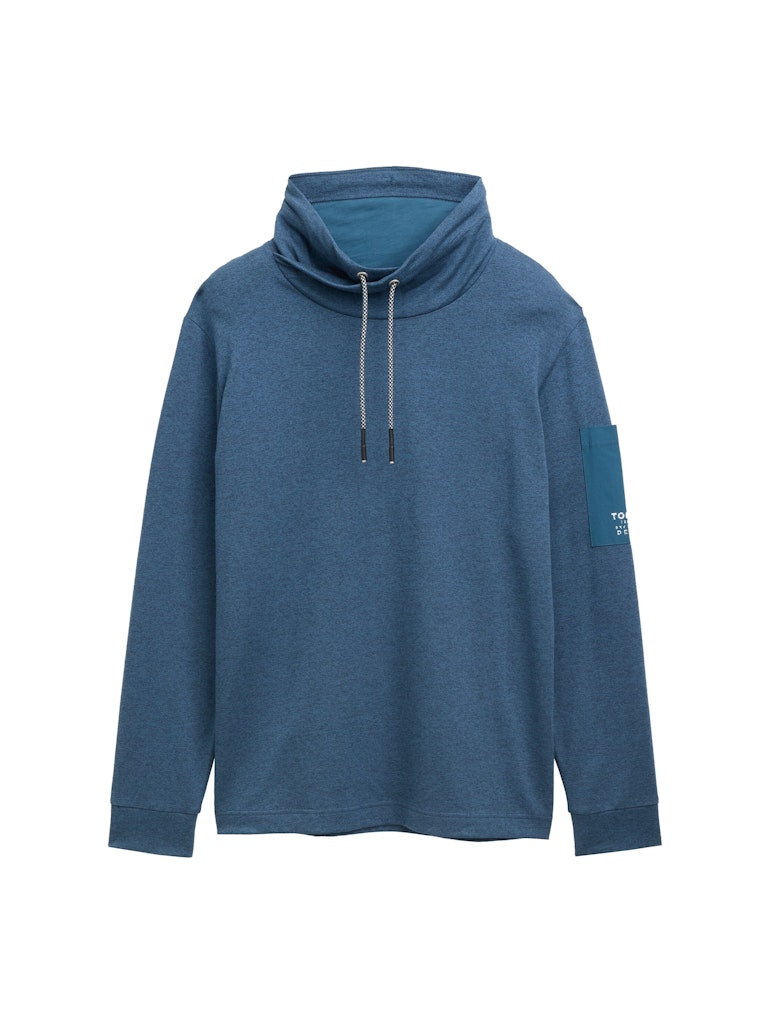 1047814 TOM TAILOR men - Longsleeve mit Kordelzug am Schalkragen