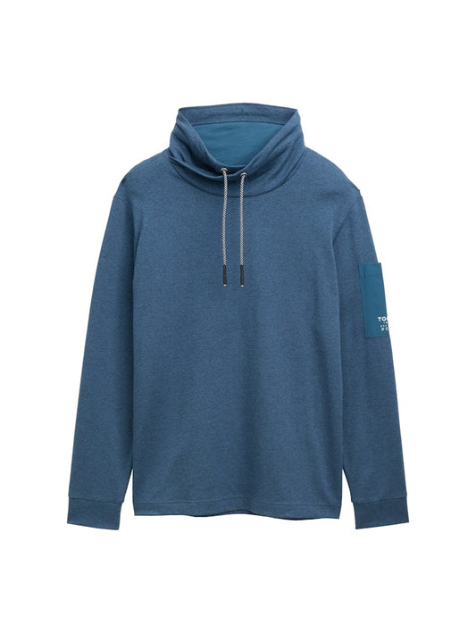 1047814 TOM TAILOR men - Longsleeve mit Kordelzug am Schalkragen