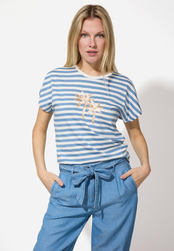 51060054 MORE&MORE Shirt with Embellishment and Strip 2335 stripe