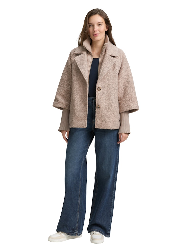 1046602 TOM TAILOR wmn - Bouclé Cape Jacke im 2-in-1-Look 38230 beige