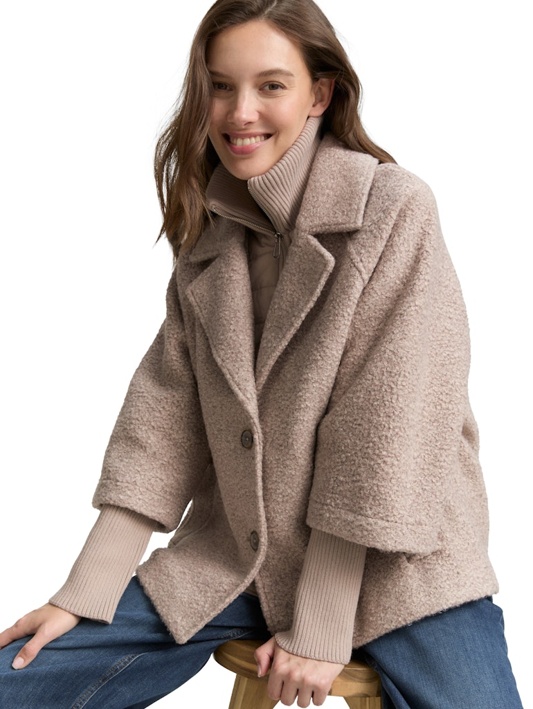 1046602 TOM TAILOR wmn - Bouclé Cape Jacke im 2-in-1-Look 38230 beige