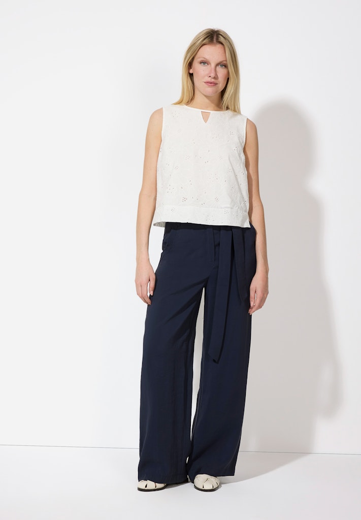 51064055 MORE&MORE Modal Blend Wide Pants w Belt 0370 blue