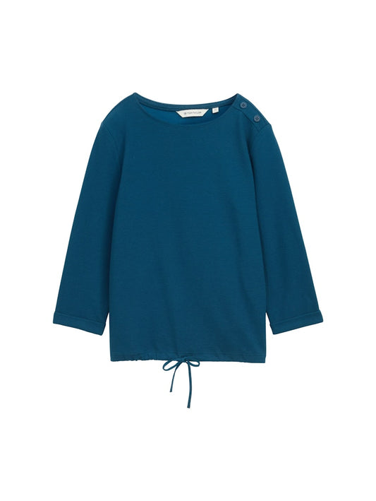 1045536 TOM TAILOR wmn - Longsleeve mit Kordelzug 13183 petrol