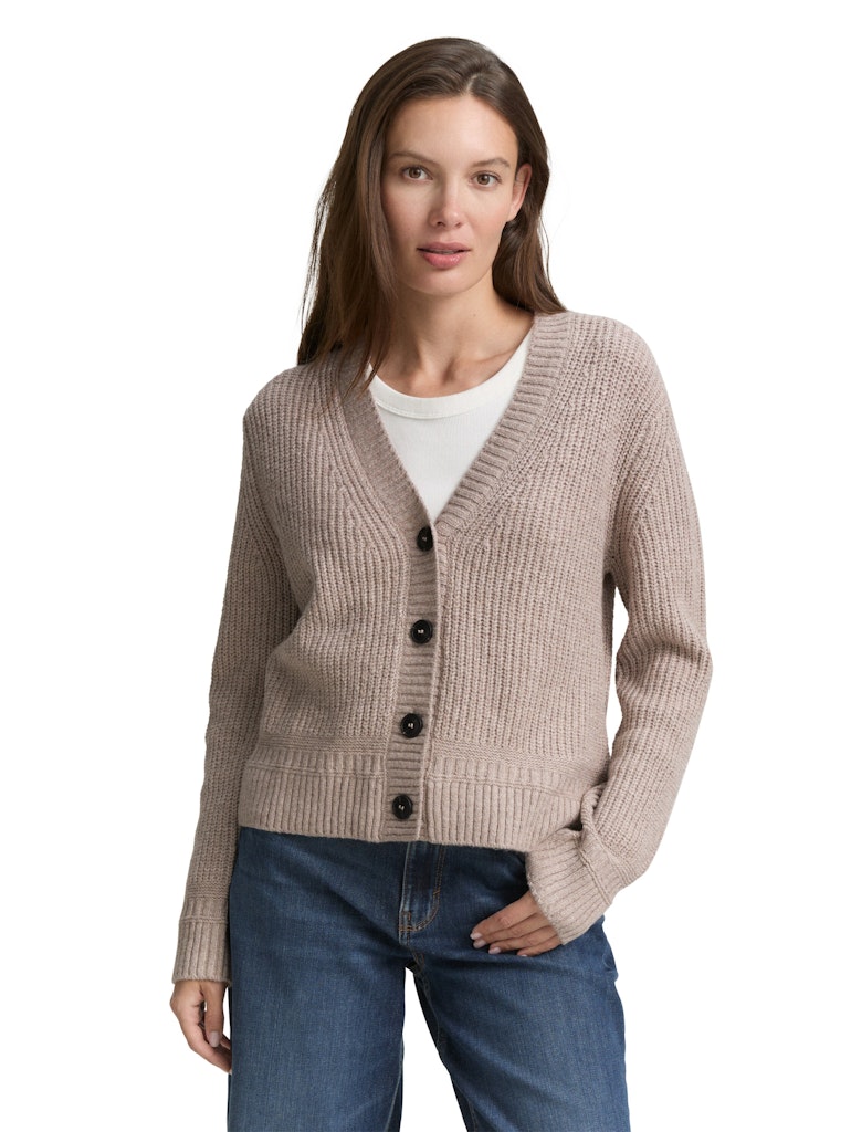1047696 TOM TAILOR wmn - Cardigan mit Rippstruktur 38330 soft taupe