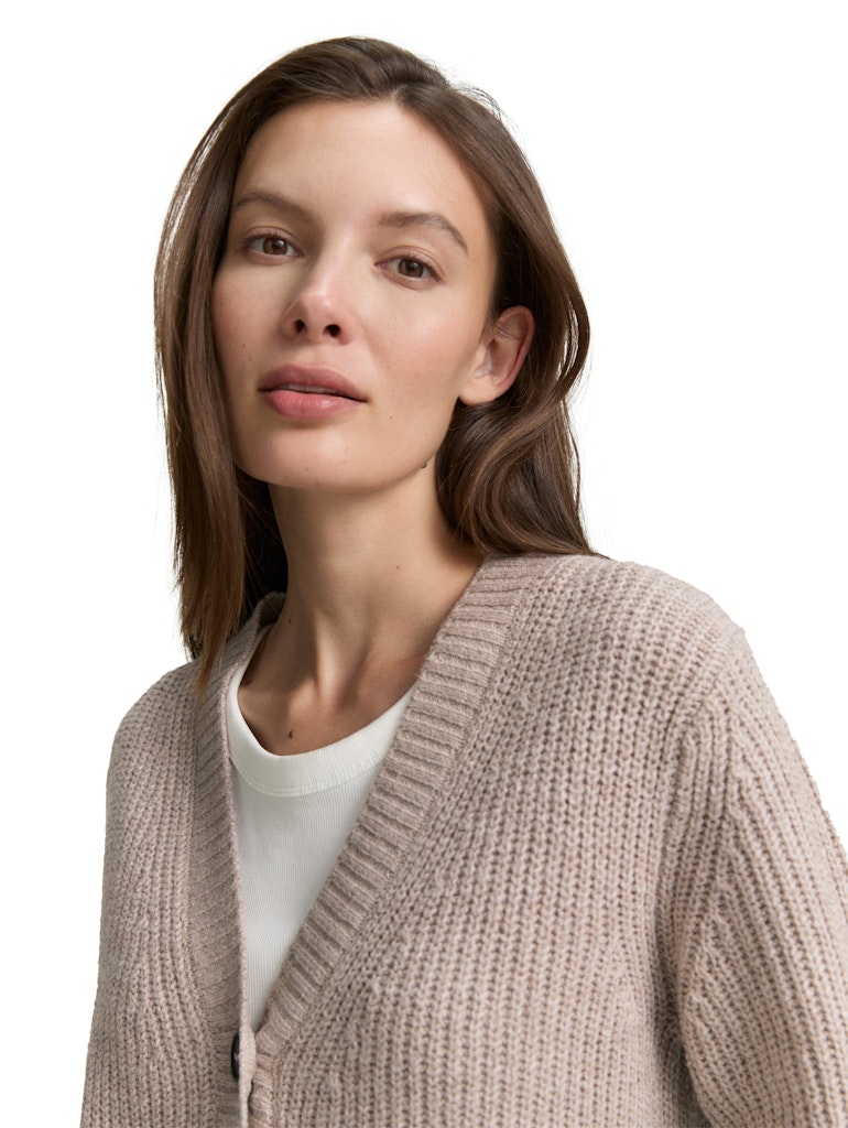 1047696 TOM TAILOR wmn - Cardigan mit Rippstruktur 38330 soft taupe