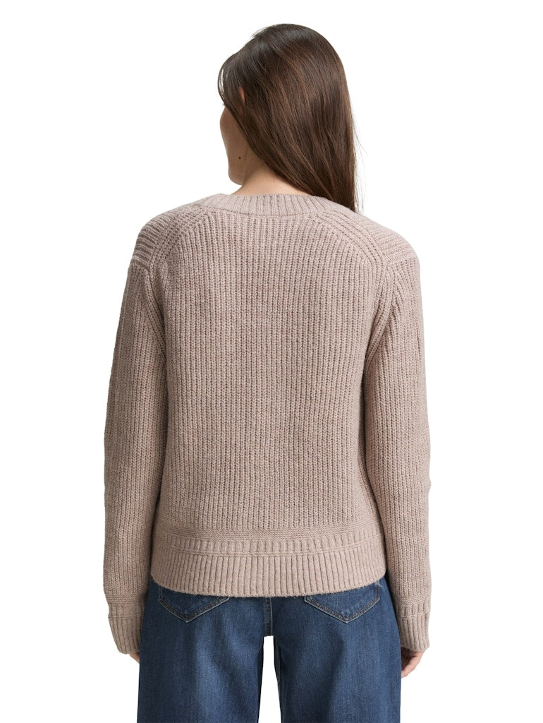 1047696 TOM TAILOR wmn - Cardigan mit Rippstruktur 38330 soft taupe