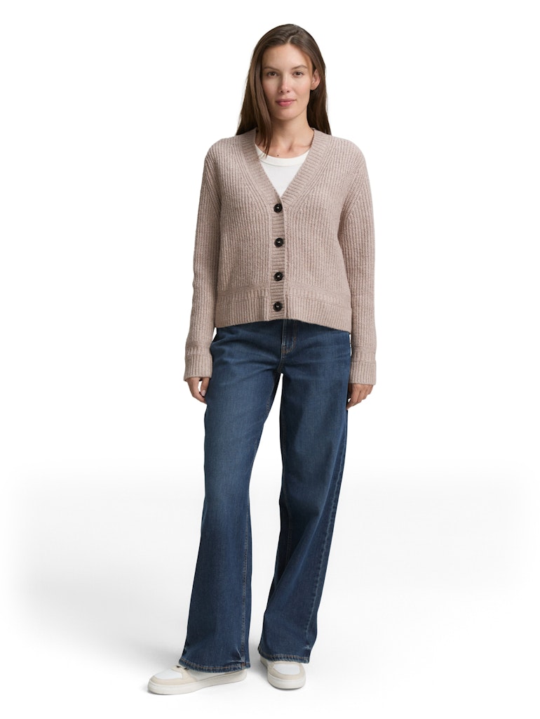 1047696 TOM TAILOR wmn - Cardigan mit Rippstruktur 38330 soft taupe