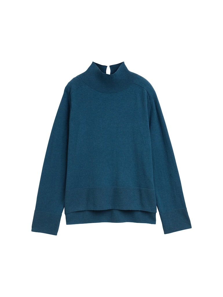 1047698 TOM TAILOR wmn - Strickpullover mit Stehkragen 38879 dark petrol melange