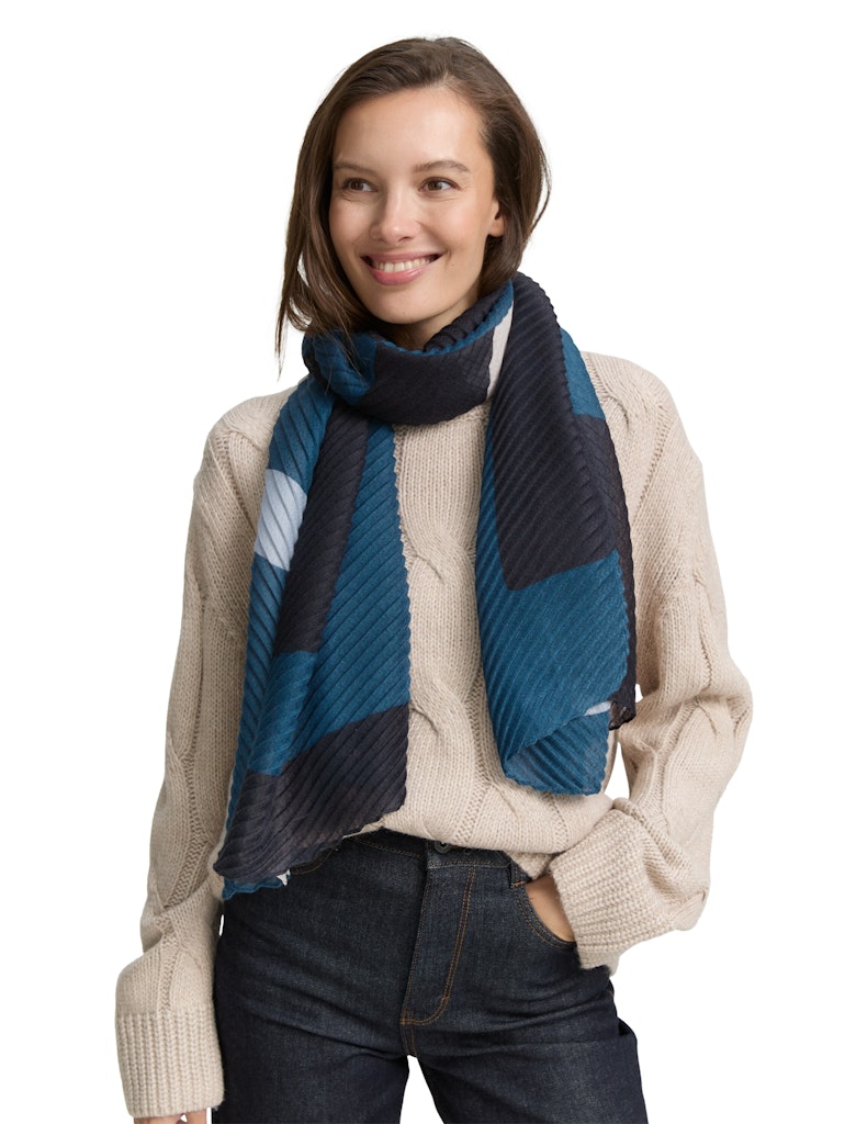 1047929 TOM TAILOR wmn - Schal in Plissee-Optik 38752 blue geometric design