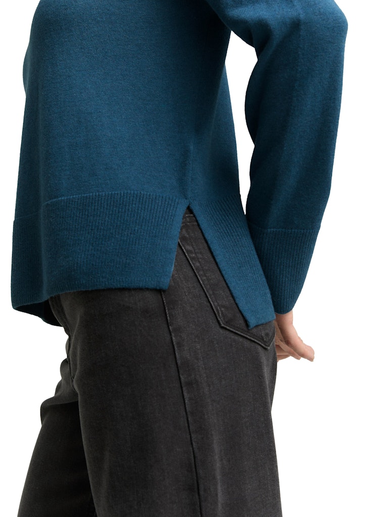 1047698 TOM TAILOR wmn - Strickpullover mit Stehkragen 38879 dark petrol melange
