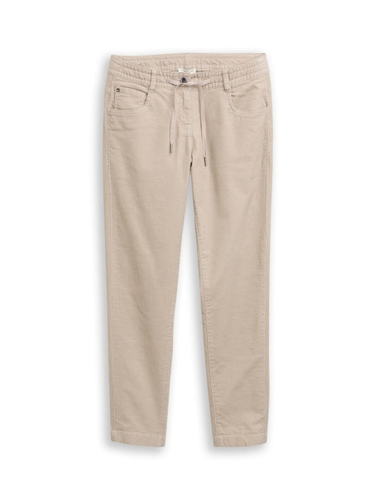 1049411 TOM TAILOR wmn - Tapered fit Cordhose 33208 soft taupe grey