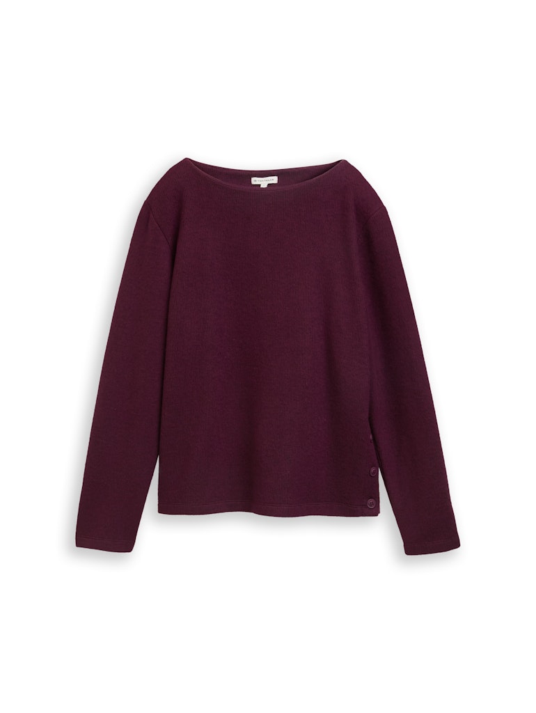 1043168 TOM TAILOR wmn - Soft-Touch Sweatshirt mit Knopf-Details 10525 dark red mélange