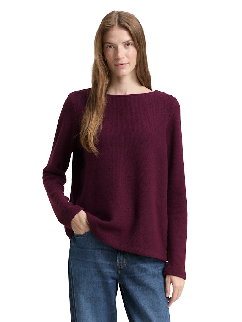 1043168 TOM TAILOR wmn - Soft-Touch Sweatshirt mit Knopf-Details 10525 dark red mélange