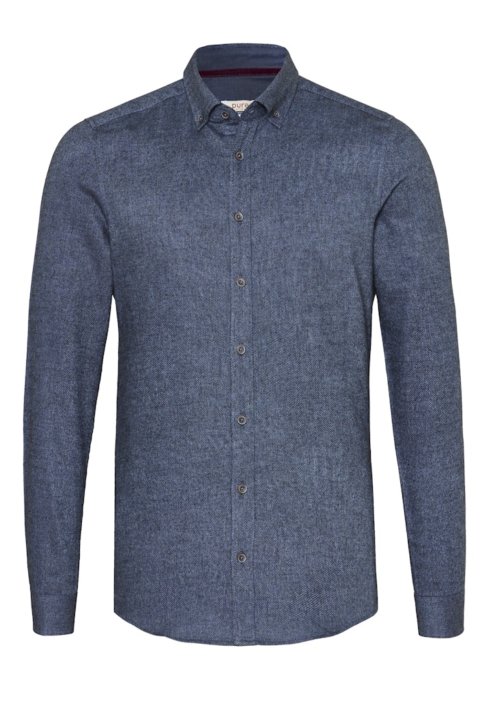 E21500-51202 PURE- Casual Hemd Langarm 110 uni mittelblau