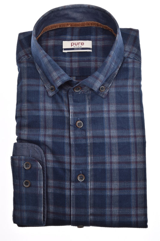 E21522-51201 PURE- Casual Hemd Langarm 156 karo dunkelblau