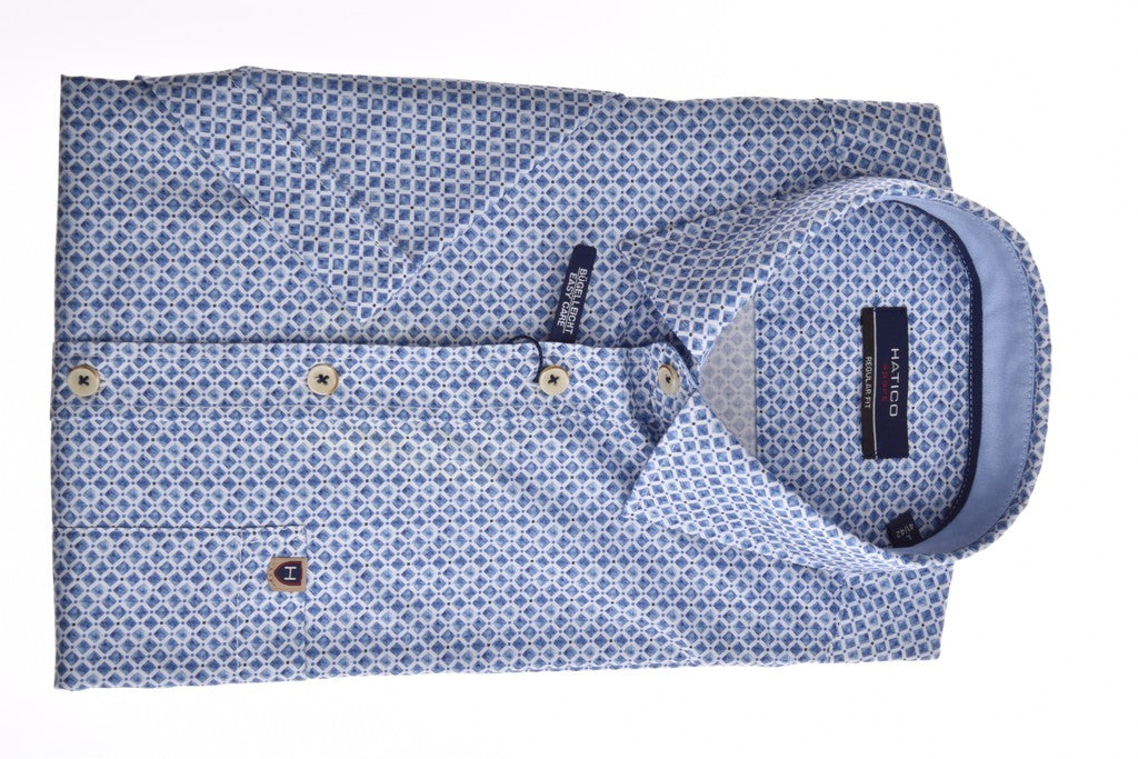 E30018-42106 HATICO - Hemd regular fit 173 druck mittelblau