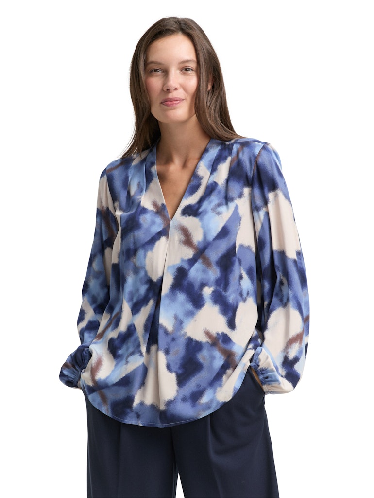 1048676 TOM TAILOR wmn - Bluse mit Muster 39031 blue blurry argyle