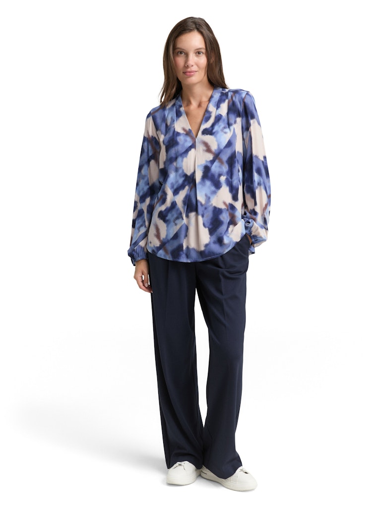 1048676 TOM TAILOR wmn - Bluse mit Muster 39031 blue blurry argyle
