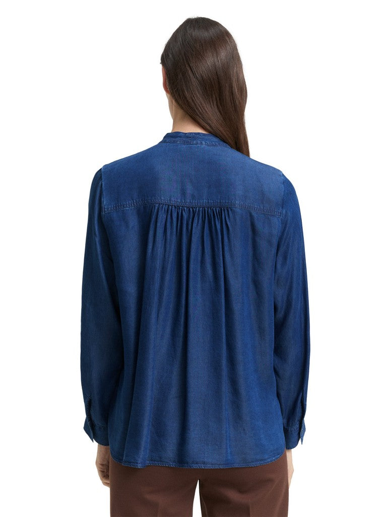 1048677 TOM TAILOR wmn - Bluse mit Schleifen-Detail 10134 blue denim dark wash