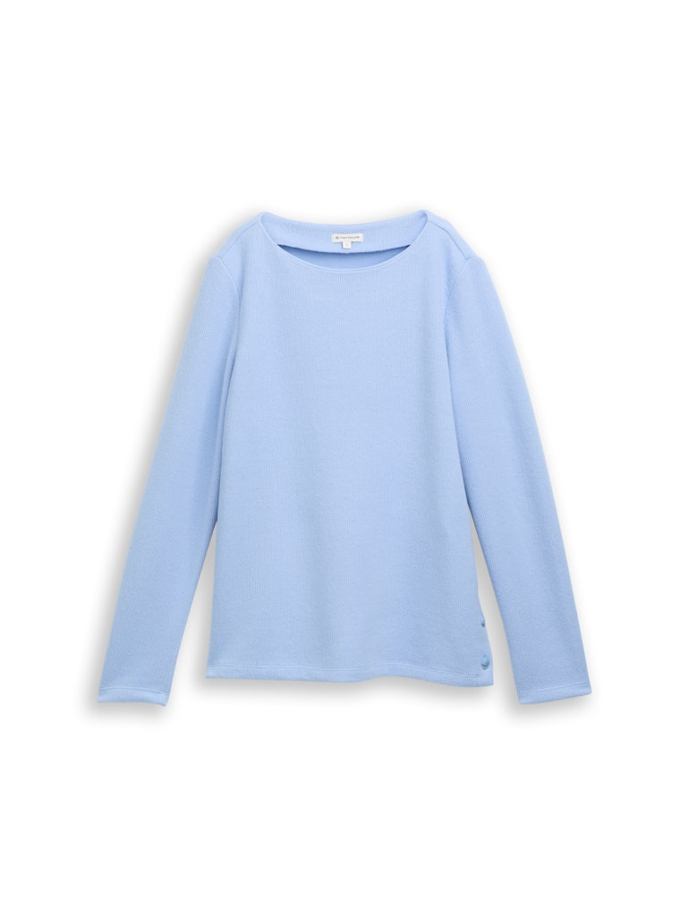 1043168 TOM TAILOR wmn - Soft-Touch Sweatshirt mit Knopf-Details 40024 mid blue melange