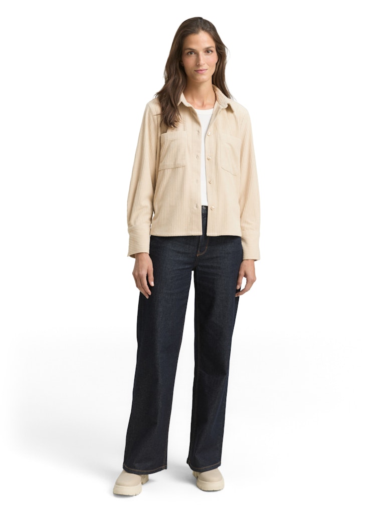 1048683 TOM TAILOR wmn - Loose Fit Cordbluse 29517 sand stone beige