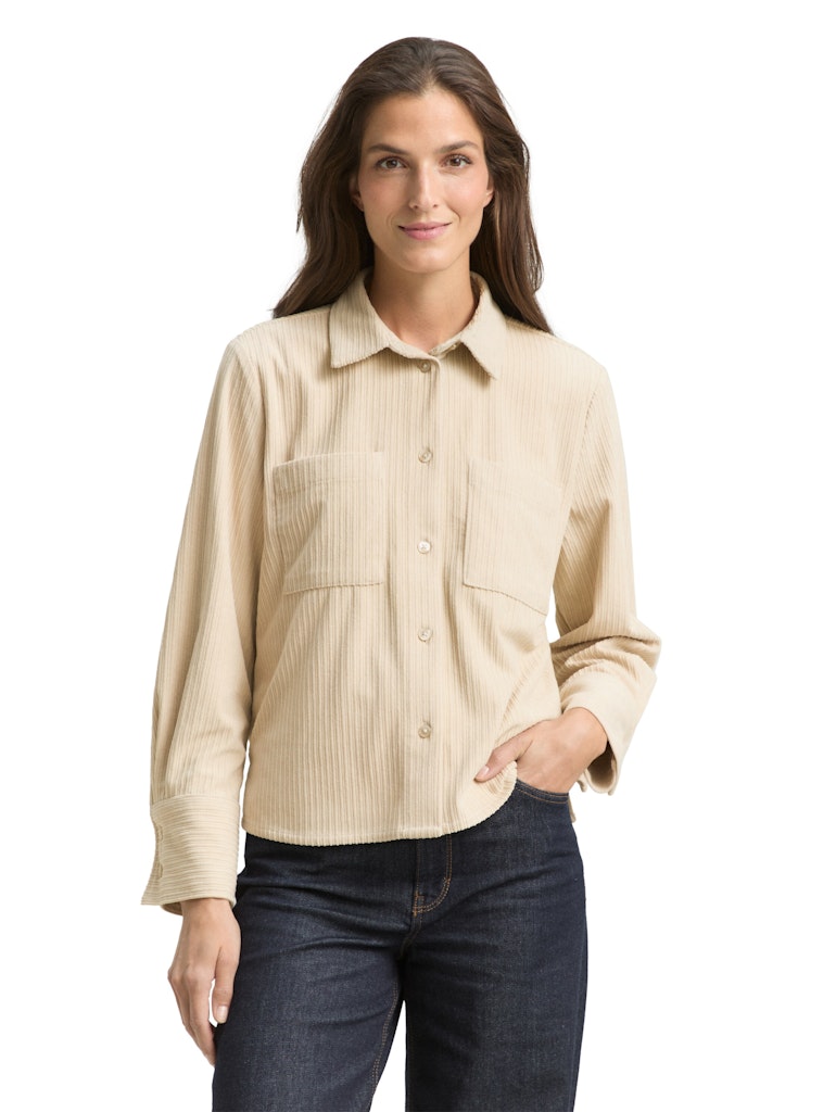 1048683 TOM TAILOR wmn - Loose Fit Cordbluse 29517 sand stone beige