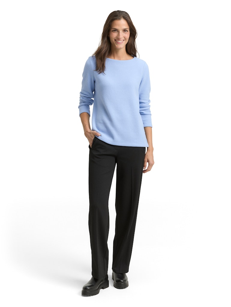 1043168 TOM TAILOR wmn - Soft-Touch Sweatshirt mit Knopf-Details 40024 mid blue melange