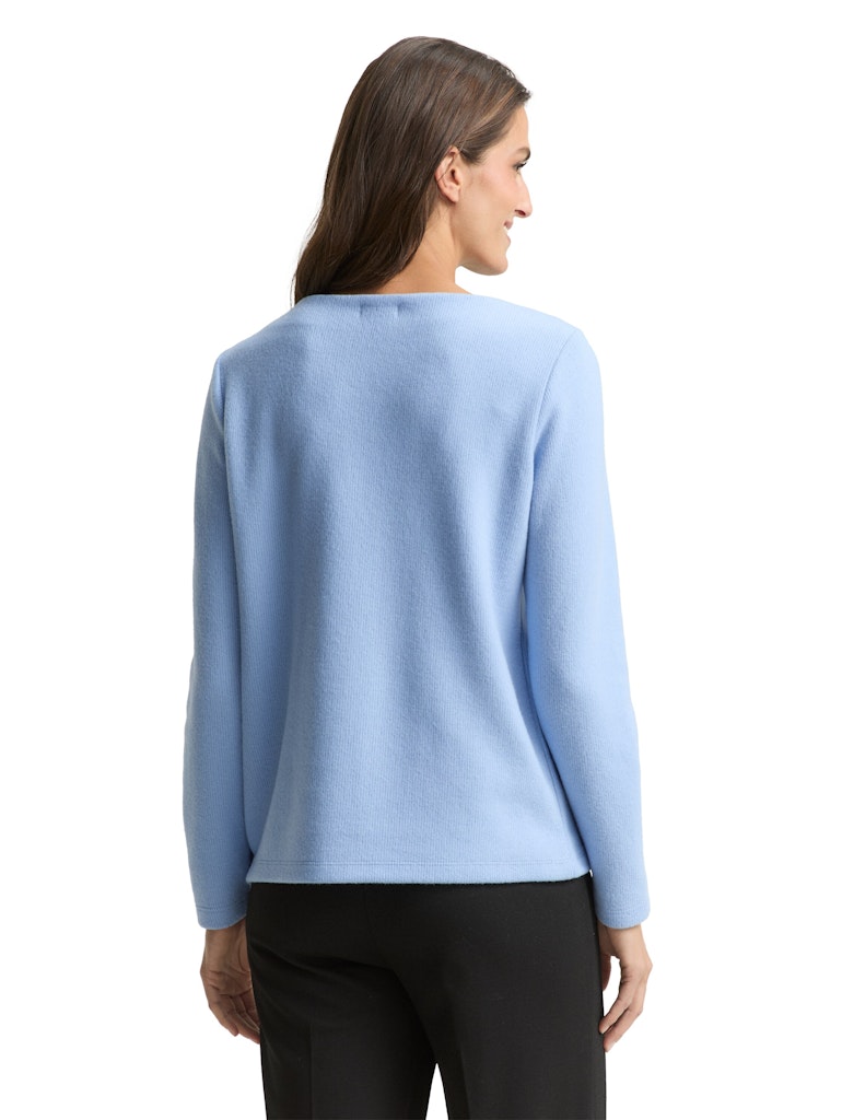 1043168 TOM TAILOR wmn - Soft-Touch Sweatshirt mit Knopf-Details 40024 mid blue melange