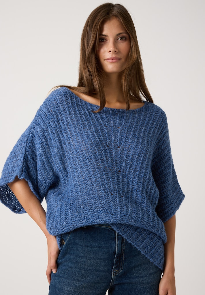 51081056 MORE&MORE - Ajour Pullover Boxy Shape 0334 blue cloud
