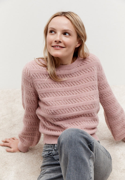 51091014 MORE&MORE - Ajour Pullover 0824 dusty rose