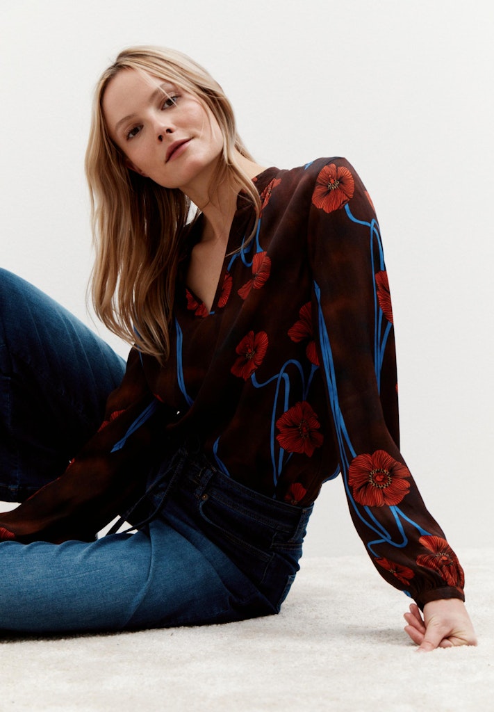 51102052 MORE&MORE - Printed Satin Blouse 4284 poppy flower print